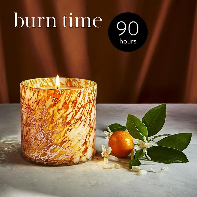 LAFCO New York Signature Candle, Orange Blossom - 15.5 oz - 90-Hour Burn Time - Reusable, Hand Blown Glass Vessel - Made in The USA