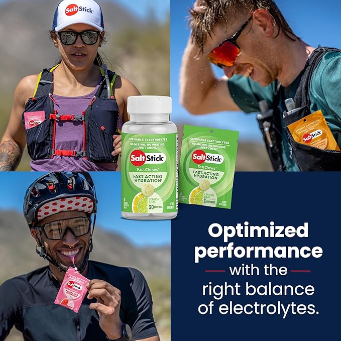 SaltStick Electrolyte FastChews - 60 Count Lemon Lime Flavor - Chewable Electrolyte Tablets for Hydration, Salt Tablets, Dehydration Relief