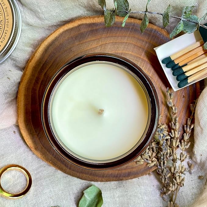 KOTKAS Lavender Eucalyptus Scented Candles - 8oz Natural Scented Soy Candles Non Toxic, Aromatherapy Eucalyptus Lavender Candles Gifts for Women Bath Relaxing Calming Soothing Relaxation Stress Relief