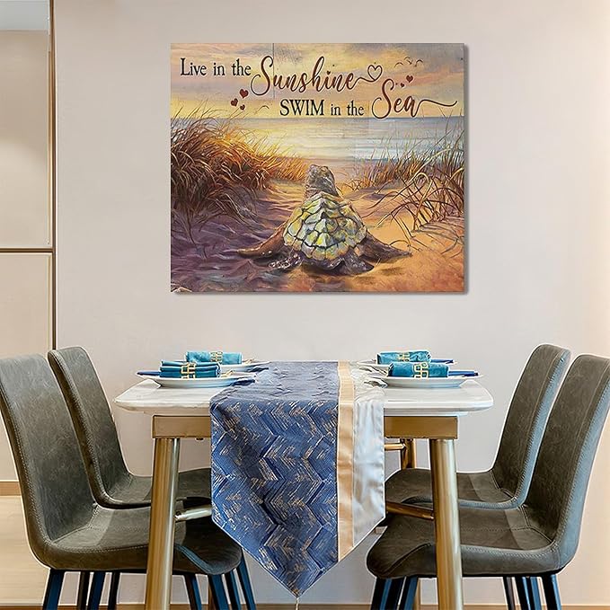 Bathroom Sea Turtle Wall Art Farmhouse Turtles Wall Decor Country Beach Ocean Coastal Nautical Pictures Canvas Painting Artwork Home Decorations for Living Room Bedroom Bathroom Office 24"x20"