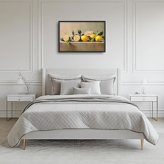 Kylora Lemon Wall Art Still Life Lemons Pictures Wall Decor Fruit Prints Modern Artwork Oil Painting Home Office Decorations For Kitchen Bathroom Bedroom Dining Living Room 36"x24"