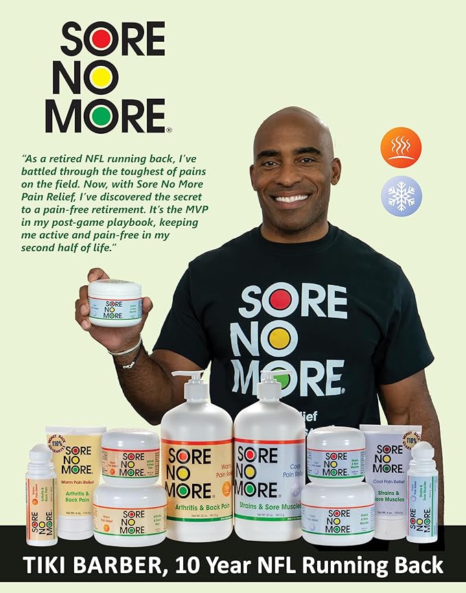 Sore No More Cool Relieving Gel for Aches & Pains in Muscles & Joints associated with Strains, Bruises & Sprains | Absorbs Quickly with a Refreshing Lemon Aroma | 4 oz Jar