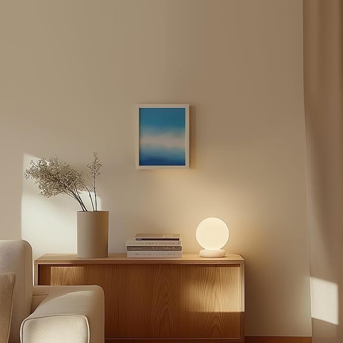 HAUS AND HUES Modern Abstract Wall Art - Blue and Green Living Room Art, Modern Artwork for Walls, Minimalist Picture for Living Room(Blue Tie-Dye, White Frame, 8x10)