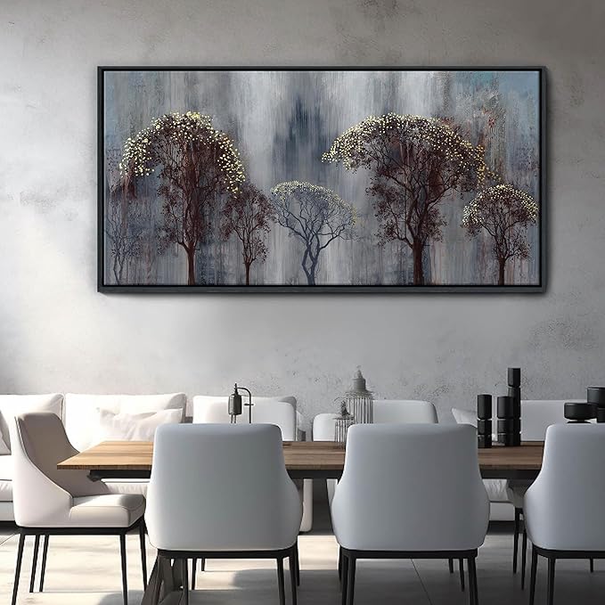 KLAKLA Gold and Brown Wall Art for Living Room, Bedroom and Office - Landscape Tree Paintings - Versatile Wall Decor Pictures for Bedroom and Artwork for Wall 20×40IN