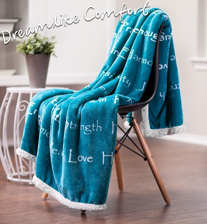 Chanasya Premium Sympathy Warm Hugs Gift Throw Blanket - for Positive Energy Support Comfort Strength - Cancer Chemo Get Well Gift Blanket - Patient Women Men Friend (60x70 Inches) Teal