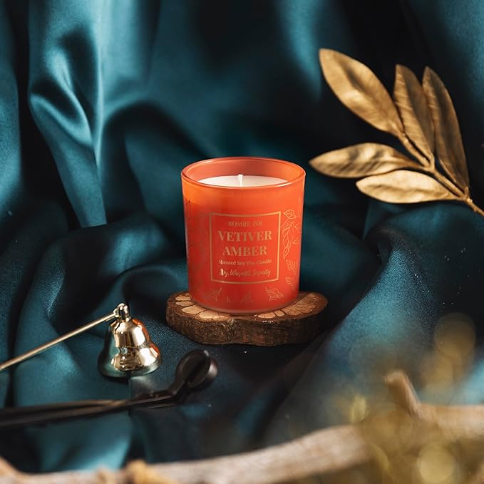 Aromatherapy Jar Candle - 6oz Soy Wax Candle - Infused with Vetiver Amber Aroma - with Beautiful Keepsake Box Special for Birthday/Holiday Gifts