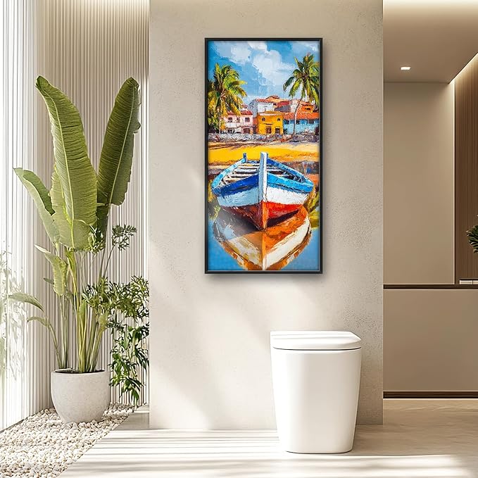 Graffiti Boat Large Wall Art Tropical Colorful Coastal Pictures Wall Decor Big Canvas Painting Prints Framed Artwork Home Decorations Above Bed for Bedroom Living Room Dining Room Bathroom 30"x60"