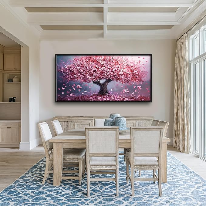 Tree of Life Large Wall Art Abstract Pink Cherry Blossom Pictures Wall Decor Big Floral Tree Canvas Painting Prints Framed Artwork Home Decorations for Living Room Dining Room Bedroom Office 60"x30"