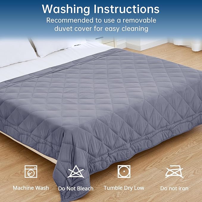 OMYSTYLE Weighted Blanket for Adults (12lbs, 48''x72'') - Twin Size Heavy Throw Blanket, Breathable and Cooling Microfiber Material with Premium Glass Bead for All Season Use, Machine Washable, Grey