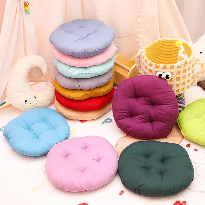 24 Pcs Round Floor Cushions Floor Pillows Meditation Seat Pillows Flexible Seating for Adults Kids, Chair Cushions for Classroom, Nursery, Living Room, Yoga(Small 11.8 Inch,Multi Color)
