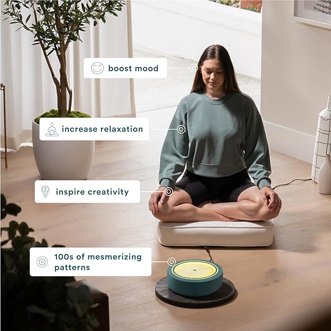 Homedics 11” Drift Sandscape, Compact Size, Zen Garden, Meditation Accessories, Decorative Sandscape, Smart LED Lighting, Wi-Fi Enabled (Green)