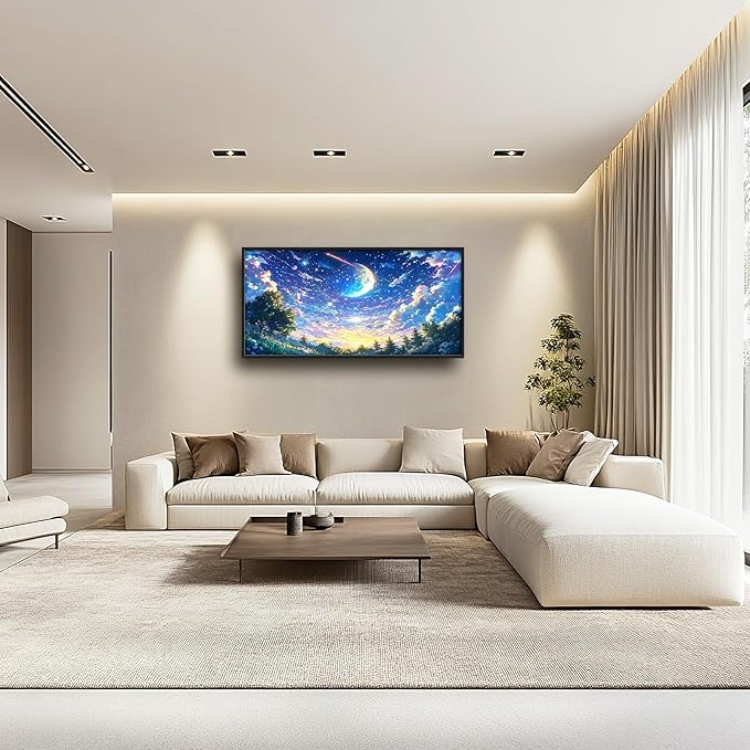 Framed Large Starry Night Wall Art for Living Room, Oversized Night Anime Forest Wall Decor Nature Canvas Painting Modern Artwork Home Decoration for Living Room Bedroom Office 60"x30"
