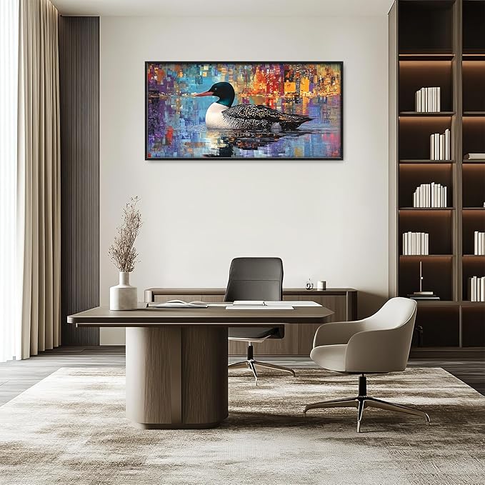 Mallard Wall Art Duck Pictures Wall Decor Abstract Graffiti Duck Large Master Over Above Bed Canvas Prints Horizontal Modern Artwork Painting Home Office Decorations For Kitchen Bedroom 30"x60"