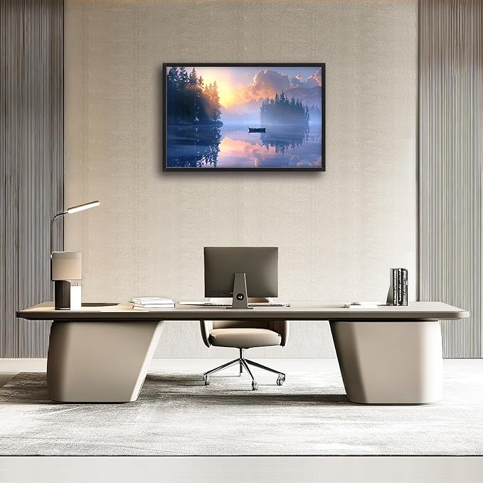 Framed Large Wall Art for Living Room, Lake Forest Canvas Wall Decor, Purple Tree Pictures Painting, Natural Landscape Artwork for Living Room Bedroom Office 36L'' × 24W''