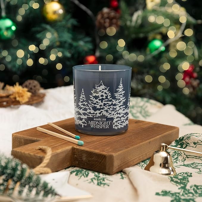 Christmas Scented Jar Candle - 6oz Soy Wax Candle - Midnight Whisper Infused with Snowy Night Aroma - with Beautiful Keepsake Box Special for Christmas/Holiday Gifts