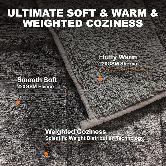 Throw Sherpa Weighted Blanket 20 lbs - 88"x104" for Adults, Fleece Fluffy Fuzzy Cozy Plush Washable Heavy Blanket, Super Soft Warm for King Queen Full Size Bed in Winter