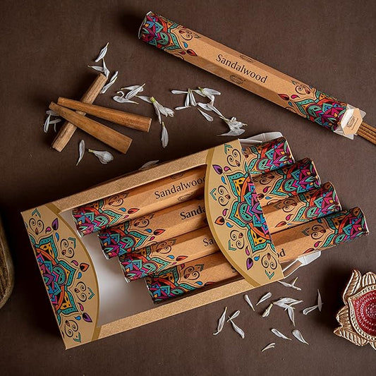 Raajsee Sandalwood Incense Sticks 15 Sticks x 5 Pack -100% Pure Insense Organic Natural- Hand Rolled Free from Chemicals - insent Stick Perfect for Church Aromatherapy, Stress Relief, Meditation