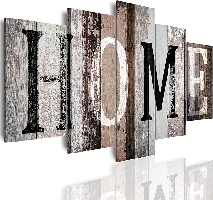 LUDUHU Love Sanctuary Canvas Print Wall Art - 5 Pieces Sweet Home Sign Wall Art,white Home Sweet Heart Painting,modern Family Wall Decor (G,Oversize 80x40inch)
