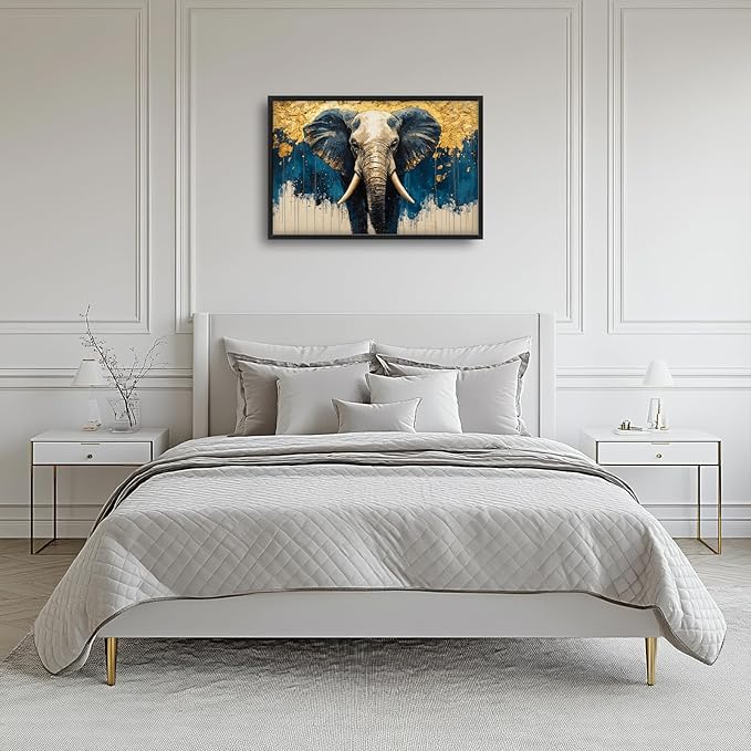 Elephant Large Wall Art Elephant Big Pictures Wall Decor Wild Animals Above Over Bed Canvas Prints Painting Framed Artwork Decoration for Bedroom Living Room Bathroom Office 36"x24"