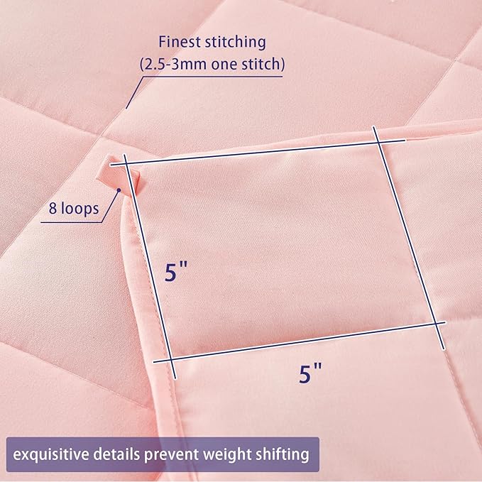 yescool Weighted Blanket for Adults (22 lbs, 60" x 80", Pink) Cooling Heavy Blanket for Sleeping Perfect for 210-230 lbs, Queen Size Breathable Blanket with Premium Glass Bead, Machine Washable