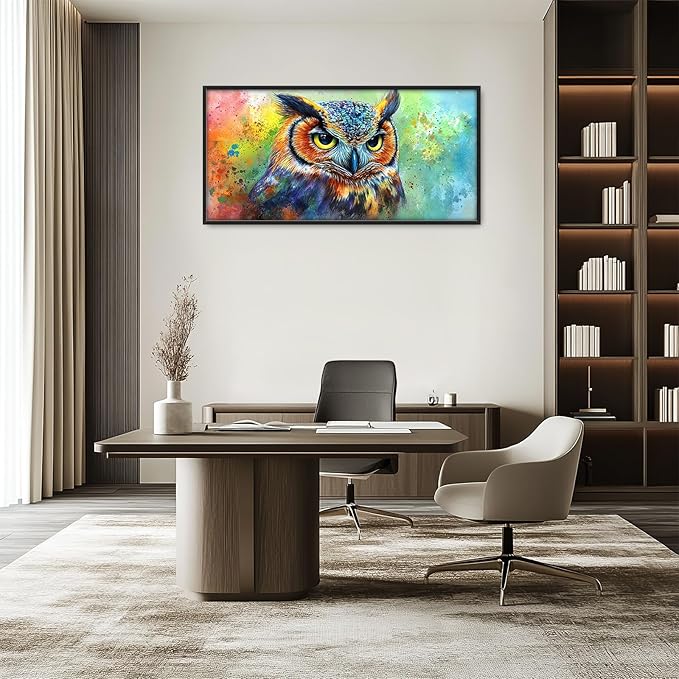 Kylora Owl Wall Art Graffiti Owls Pictures Wall Decor Abstract Banksy Large Master Over Above Bed Canvas Prints Horizontal Modern Artwork Painting Home Office Decorations For Kitchen Bedroom 30"x60"