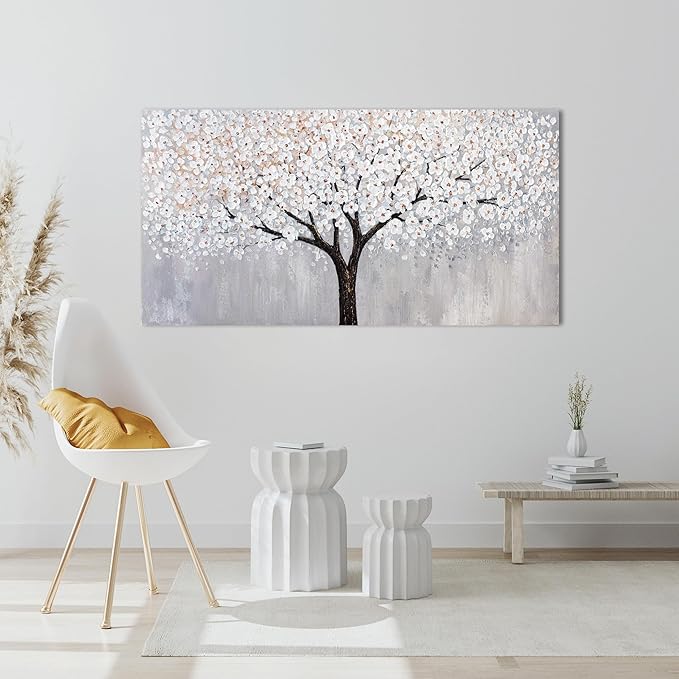 Canvas Wall Art Decor Artwork for Walls Black and White Wall Art Decor Tree of Life Wall Art for Living Room Vintage Tree Flower Wall Art Decorations Prints for Room Home Office Wall Decor 24"X48"