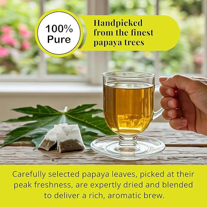 Premium Papaya Leaf Tea, 75Tea bags, 100% Natural Papaya Leaves, HerbalTea, No Additives, Caffeine Free, Non GMO, Gluten-Free, Vegan-Friendly. by Akshit