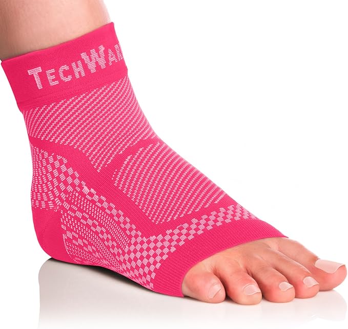 TechWare Pro Ankle Brace Compression Sleeve - Plantar Fasciitis Sock. Relieves Achilles Tendonitis. Foot Arch Support Reduces Joint Pain, Swelling & Heel Spur Pain. Injury Recovery Braces for Sports
