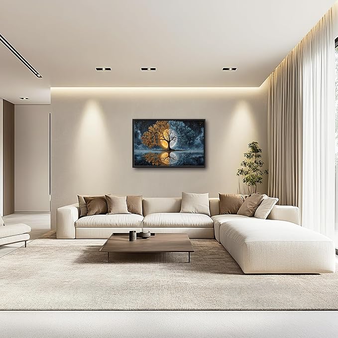 Glocmna Large Tree Wall Art for Living Room Tree of Life Pictures Wall Decor Mysterious Fantasy Landscape Canvas Big Modern Painting Print Artwork Framed Artwork Decorations Gifts for Bedroom Home Office Hotel 24"x36"