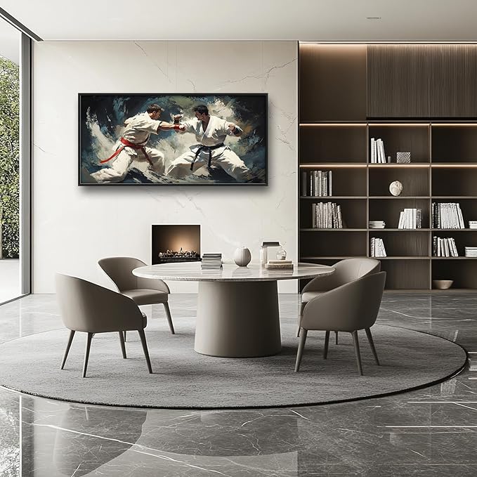 Karate Wall Art Large Sports Pictures Wall Decor Taekwondo Oversize Canvas Prints Painting Framed Artwork Home Decoration Gifts for Gym Bedroom Living Room Office 60"x30"