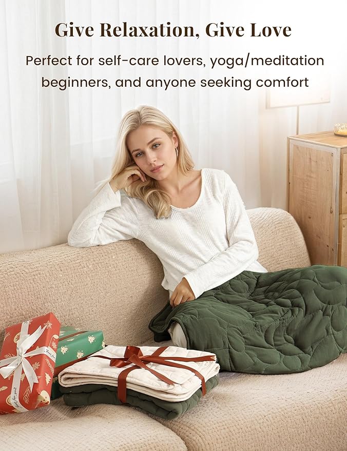 ZonLi Weighted Lap Blanket 3lbs for Meditation, Yoga, Napping, Sleeping and Travel, Cotton Weighted Blanket for Adults, Skin Friendly & Machine Washable, 29x24 inches, Forest Green