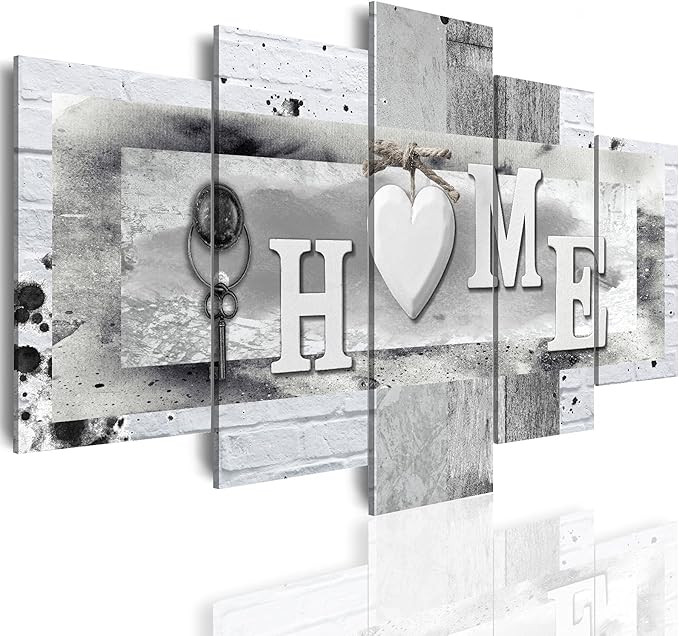 LUDUHU Love Sanctuary Canvas Print Wall Art - 5 Pieces Sweet Home Sign Wall Art,white Home Sweet Heart Painting,modern Family Wall Decor (F,Oversize 60x30inch)