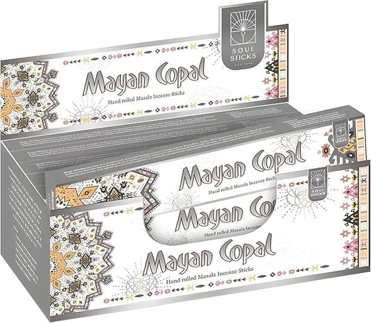 SOUL STICKS Handmade Incense Sticks Mystic Spirit Blends 180 Gram 12 Pack Box | 100% Natural Masala Incense Organic Home Fragrance Agarbatti (Mayan Copal)