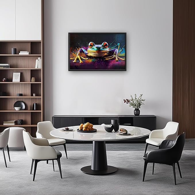 Kylora Frog Wall Art Banksy Frog Pictures Wall Decor Graffiti Street Prints Modern Artwork Abstract Painting Home Office Decorations For Kitchen Bathroom Bedroom Dining Living Room 36"x24"