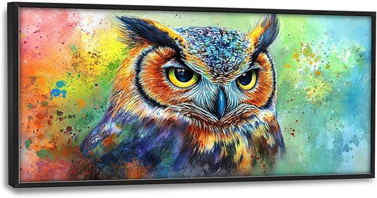 Kylora Owl Wall Art Graffiti Owls Pictures Wall Decor Abstract Banksy Large Master Over Above Bed Canvas Prints Horizontal Modern Artwork Painting Home Office Decorations For Kitchen Bedroom 30"x60"