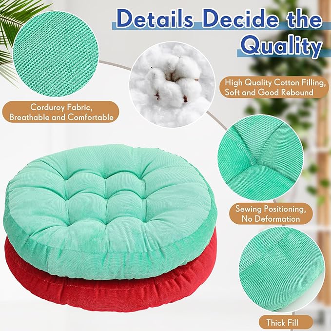 Jerify 4 Pcs Floor Pillow Cushions 22 x 22 Inch Round Square Large Meditation Floor Pillow for Classroom Adult Meditation Picnic Party Cushion for Seating Gift Christmas(Colorful,Round)