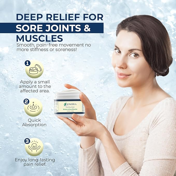 Sombra Cool Pain Relief Gel Cold Pain Relief for Swelling, Growing Pains, Soreness, Post-Workout, Vegan Formula Free of Artificial Fragrances, Dyes, NSAID, Wax, Petroleum, Alcohol - 8oz Jar
