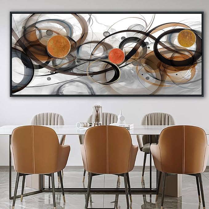 XLSJERST Large Wall Art for Living Room - 86x39 Inches Black and Gray Canvas Picture Framed Artwork for wall Modern Abstract Minimalist Paintings Oversize Wall Decor