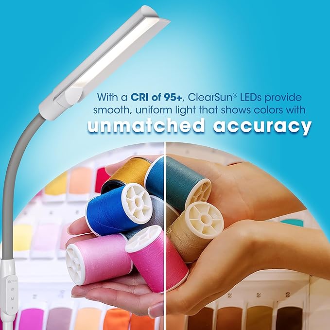 OttLite WingShade LED Floor Lamp, Clearsun, White, Shipper