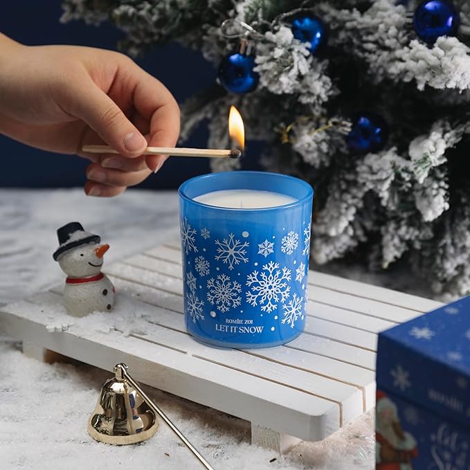 Christmas Scented Jar Candle - 6oz Soy Wax Candle - Let It Snow Infused with Winter Fruits Aroma - with Beautiful Keepsake Box Special for Christmas/Holiday Gifts