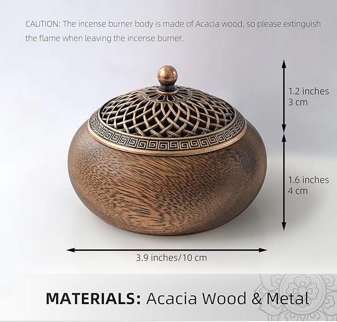 Incense Burner, Acacia Wood Incense Burner, Incense Holder for Sticks, Home Decor, Zen Decor, Meditation Tools, Yoga Tools, Round Shape