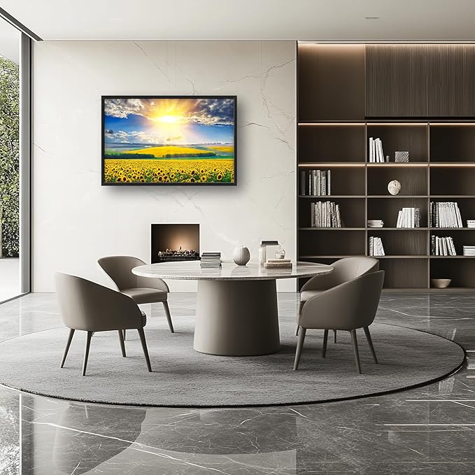 Glocmna Large Wall Art for Living Room Sunflower Field Canvas Wall Decor Nature Country Sunflower Sunrise Landscape Pictures Painting Print Framed Artwork Decorations Gifts for Bedroom Home Kitchen Office Hotel 24"x36"