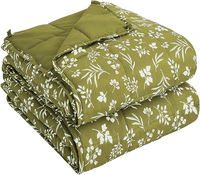 yescool Weighted Blanket for Adults (15 lbs, 60" x 80", Sage) Cooling Heavy Blanket for Sleeping Perfect for 140-160 lbs, Queen Size Breathable Blanket with Premium Glass Bead, Machine Washable
