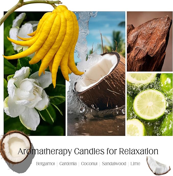KOTKAS Summer Breeze Scented Candles - 8oz Natural Scented Soy Candles Non Toxic, Aromatherapy Candles for Home Scented Candles Gifts for Women Bath Relaxing Calming Soothing Relaxation Stress Relief