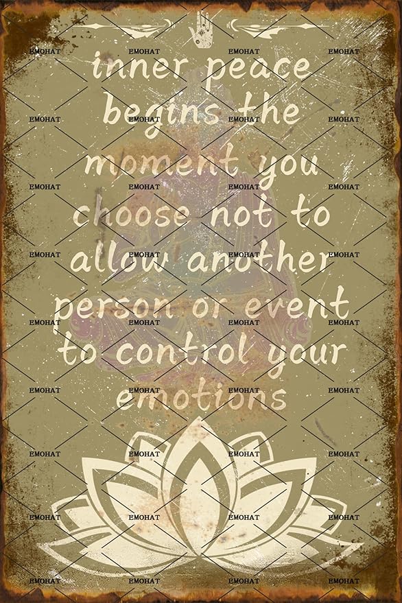 EMOHAT Metal Vintage Tin Signs Retro Meditation Lotus Flowers Zen Inspirational Yoga Quotes Metal Painting Home Decor Coffee Garage Kitchen Bathroom Metal Plaque Poster Wall Sign 8x12 Inch