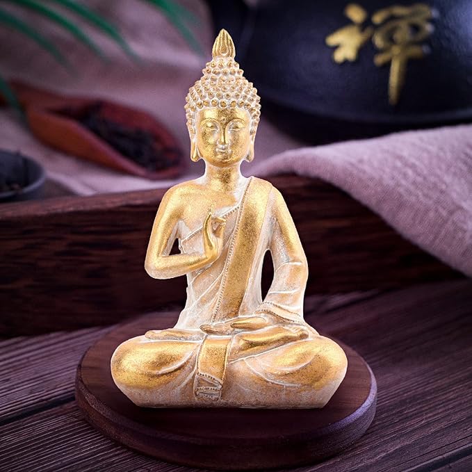 Buddha Statues Buddah Statute Buda Buddha Statue for Meditation Decor, Buda Statue Spiritual Zen Decor, Buddha Figurine for Home Decor Gold Color 10 Inch