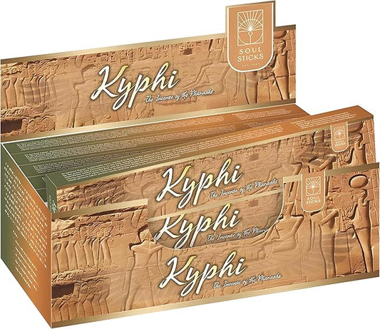 SOUL STICKS Handmade Incense Sticks Mystic Spirit Blends 180 Gram 12 Pack Box | 100% Natural Masala Incense Organic Home Fragrance Agarbatti (Kyphi)