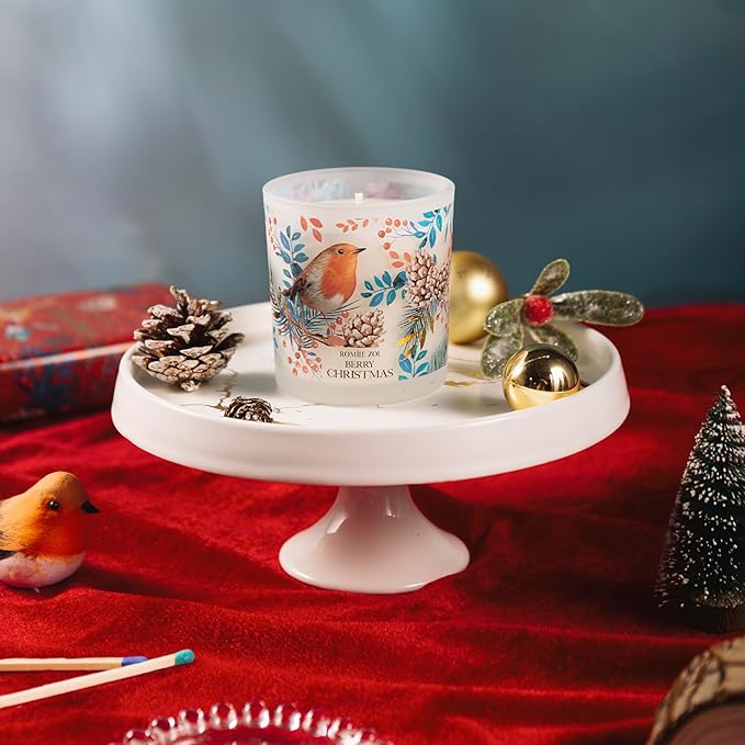 Christmas Scented Jar Candle - 6oz Soy Wax Candle - Berry Christmas Infused with Holiday Floral Aroma - with Beautiful Keepsake Box Special for Christmas/Holiday Gifts