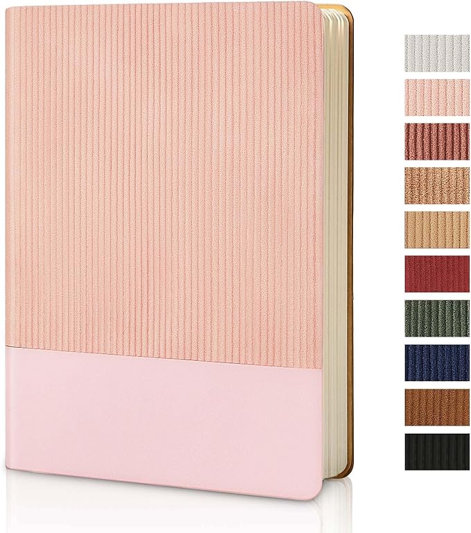 Lined Journal Notebook for Work College Ruled Note Book 5.79"x8.27" A5 PU Leather Daily Journaling 216 Pages for Women Men Writing Home School Supplies Business (A5 Lined 216pages, 05-Pink)