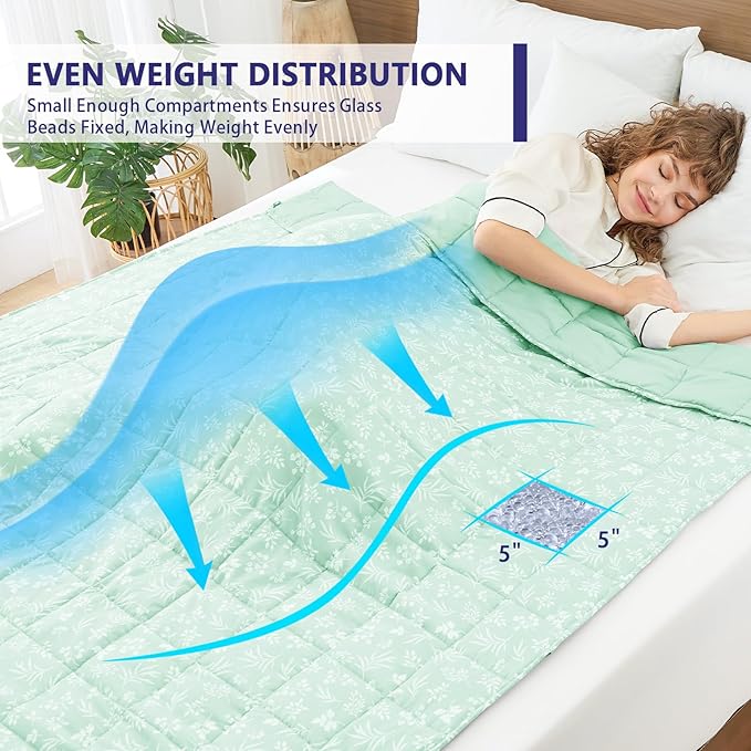 yescool King Size Weighted Blanket for Adults (20 lbs, 80” x 87”, Cyan) Cooling Heavy Blanket for Sleeping Perfect for 190-210 lbs, Breathable Blanket for Adults & Couple All Season, Machine Washable